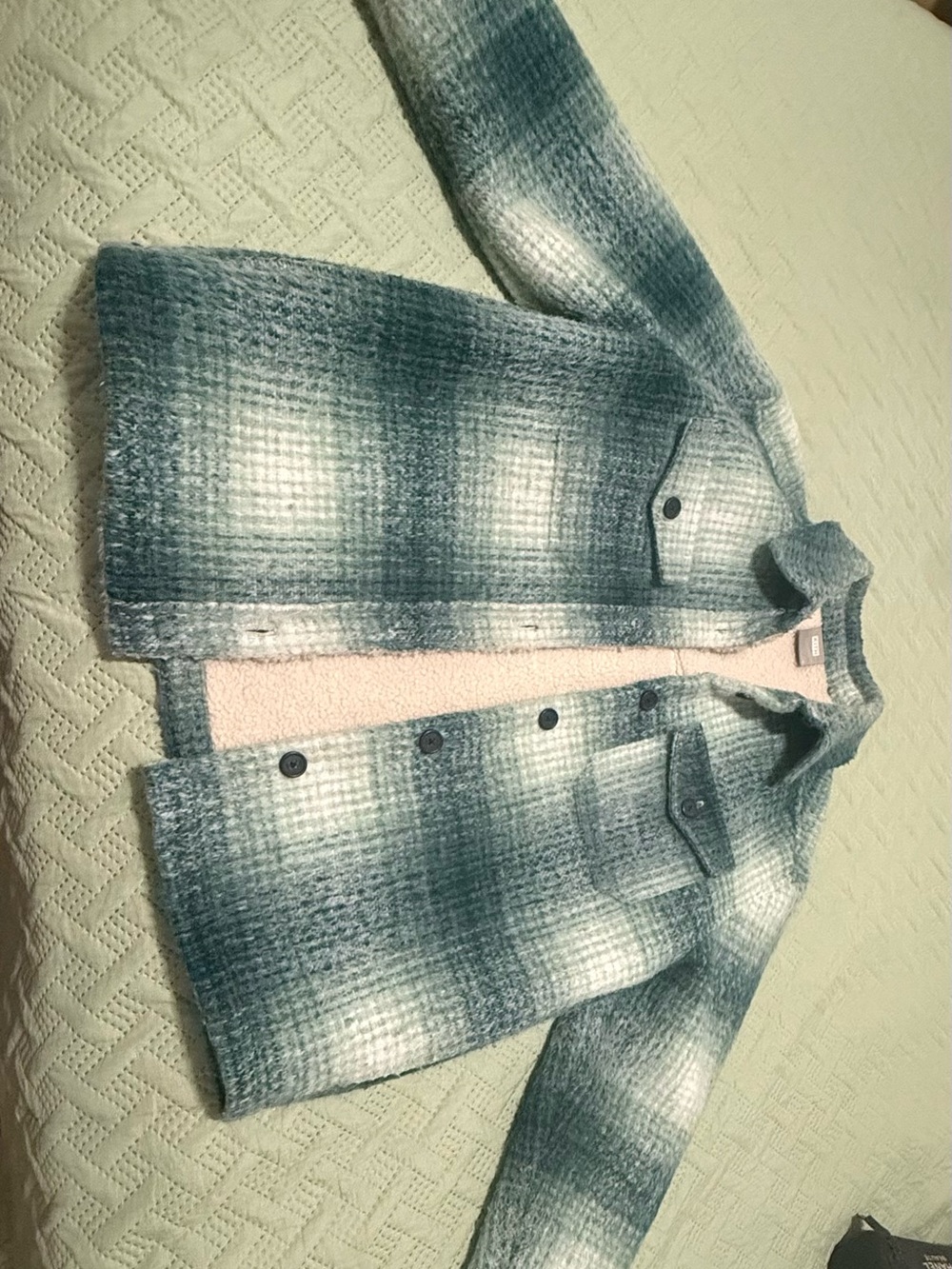 Kith Teal and White Ombre Plaid Jean Jacket